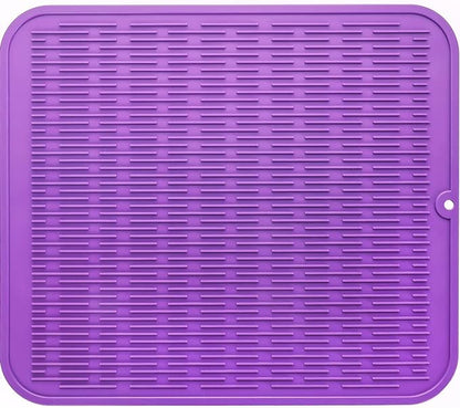 MicoYang Silicone Dish Drying Mat for Multiple Usage,Easy clean,Eco-friendly,Heat-resistant Silicone Mat for Kitchen Counter or Sink,Refrigerator or Drawer Liner Purple XL 18 inches x 16 inches by MicoYang