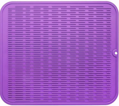 MicoYang Silicone Dish Drying Mat for Multiple Usage,Easy clean,Eco-friendly,Heat-resistant Silicone Mat for Kitchen Counter or Sink,Refrigerator or Drawer Liner Purple 2XL 24 inches x 18 inches by MicoYang