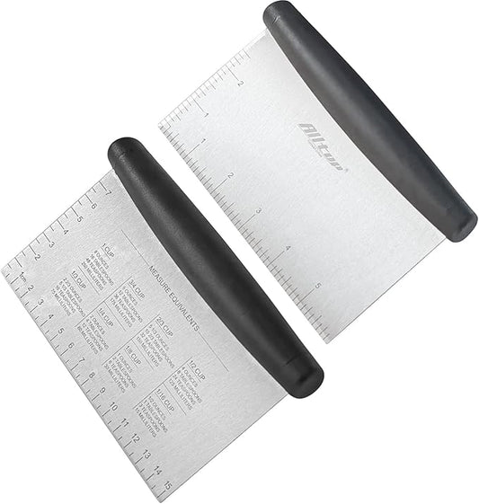 ALLTOP Bench Scraper & Chopper - Baking Essentials,Stainless Steel Blade Knife,Ideal Kitchen Tool for Home Baking and Meal Prep, Bread Making, Pasta,Pastry,Dough and Cake - Set of 2 Pack by ALLTOP