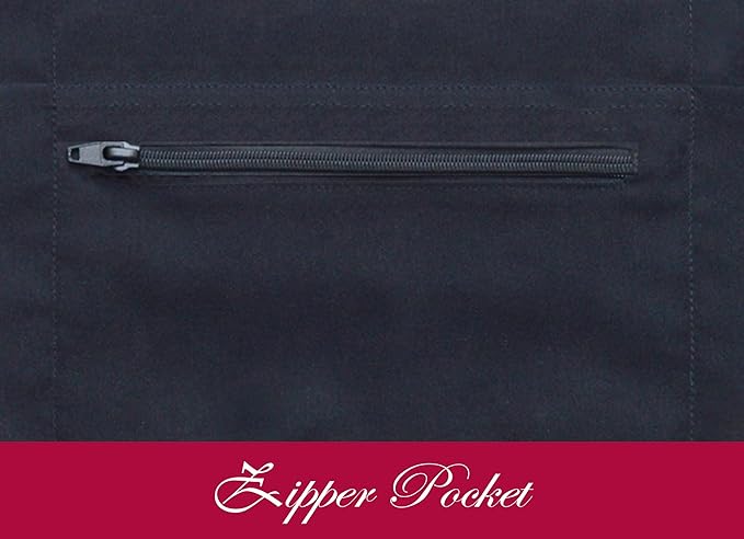 7 Pockets Server Aprons with Zipper Pocket (2 Pack) - Aprons for Women Men - Waiter Waitress Waist Half Apron 24x12