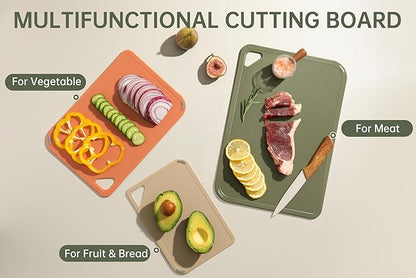 THETCHRY Plastic Cutting Board Set, Cutting Boards for Kitchen BPA Free, Large-Small Chopping Boards Set of 3 Non-Slip for Cooking Camping Dishwasher Safe, Reversible, with Grip Handle, 15"×10"×0.6" - Image 4