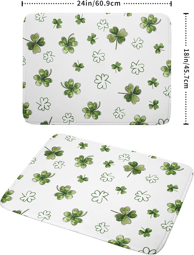 St Patricks Day Dish Drying Mat for Kitchen Counter Cute Shamrocks Holiday Microfiber Absorbent Dish Draining Reusable Washable Foldable Extra Large 18"x24" - Image 2