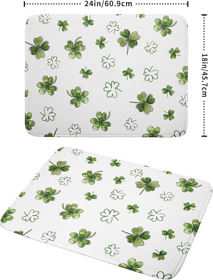 St Patricks Day Dish Drying Mat for Kitchen Counter Cute Shamrocks Holiday Microfiber Absorbent Dish Draining Reusable Washable Foldable Extra Large 18"x24" - Image 2
