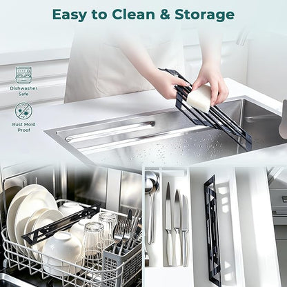 Corner Sink Caddy, Ohuhu Sponge Holder for Kitchen Sink Organizer Silicone Wrapped Steel Anti Slip Rust Triangle Over the Sink Dish Drying Rack for Sink Corner Multipurpose Drainer Trivet Space-Saving - Image 7