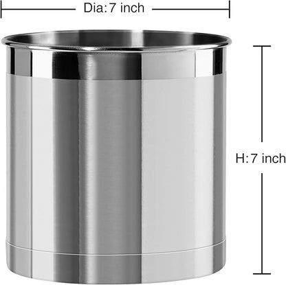 Oggi Stainless Steel Jumbo Utensil Holder - 7" Utensil Caddy, Weighted Base for Stability - Extra Large Utensil Crock and Countertop Utensil Organizer, Stainless Steel - Image 8