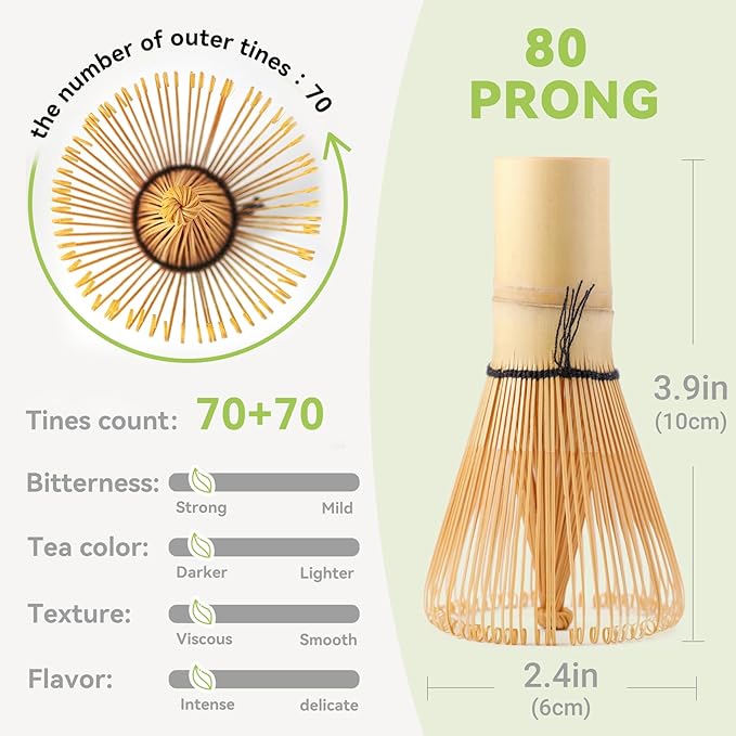 Bamboo Matcha Whisk 80/100/120 Prong, Traditional Japanese Chasen Matcha Stirrer -Authentic Japanese Bamboo Whisk For Matcha Tea (80prongs) - Image 4