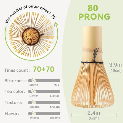 Bamboo Matcha Whisk 80/100/120 Prong, Traditional Japanese Chasen Matcha Stirrer -Authentic Japanese Bamboo Whisk For Matcha Tea (80prongs) - Image 4