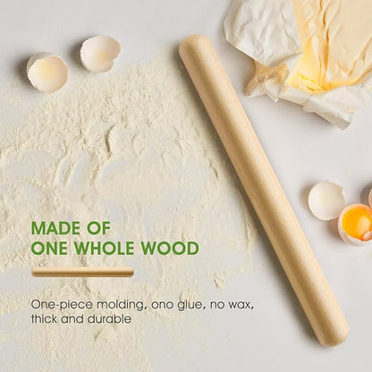 LorisArm 11.5-inch Wooden Rolling Pin for Baking, French Wood Rolling Pin Wood Kitchen Dough Roller for Fondant, Pizza, Pie, Cookie and Pastry - Image 4