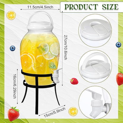 Havawish 2 Pack Drink Beverage Dispenser with Stand for Parties 1.16 Gallon Plastic Water Lemonade Juice Dispenser with Spigot and Lid for Countertop Weddings(White)