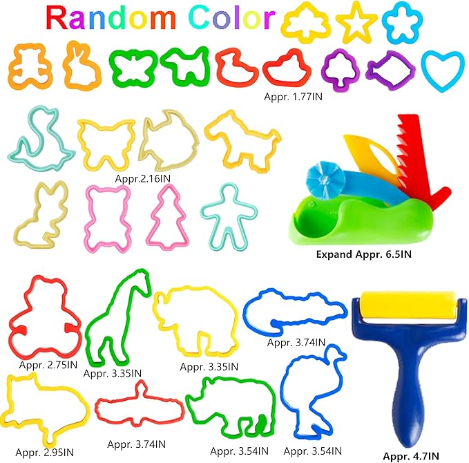 36-Piece Dough Tool Set for Kids Ages 3-8 – Includes Animal Cutters, Rolling Pins, Rollers, Random Colors - Image 3