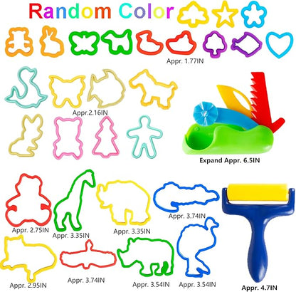 36-Piece Dough Tool Set for Kids Ages 3-8 – Includes Animal Cutters, Rolling Pins, Rollers, Random Colors - Image 3