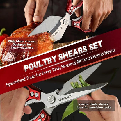 Dream Reach Kitchen Shears Set - Heavy Duty Kitchen Scissors for Food with Ergonomic Handle, Poultry Shears for Chicken, Meat, Seafood, Bone Cutting, Gifts for Men Women