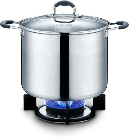CONCORD Stainless Steel Stock Pot with Glass Lid (Induction Compatible) ((5 QT)