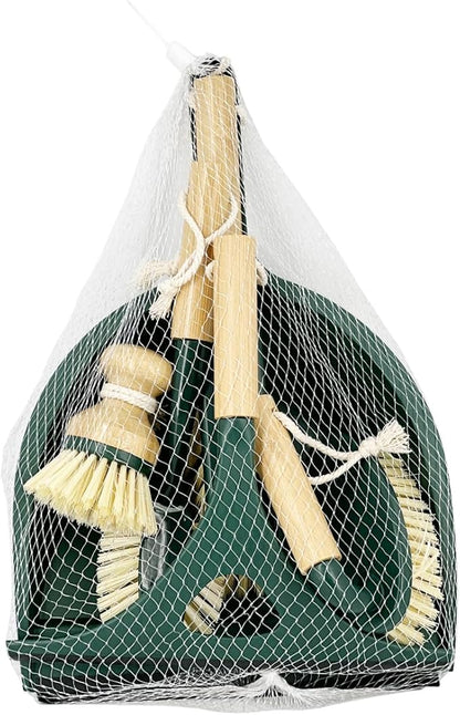 Pine-Sol Scrub Brush Cleaning Tool Set - Heavy Duty Brushes with Bamboo Handles, Dustpan, Shower Squeegee - Dishwashing, Kitchen, and Bathroom Cleaning Supplies, 6 Pieces - Image 8