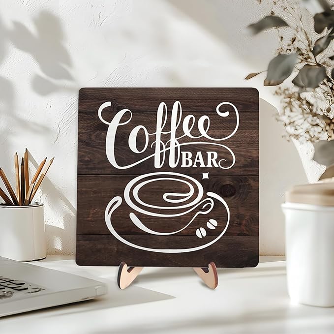 Vintage Coffee Bar Decor Sign,Rustic Wooden Plaque for Java Station, Kitchen,Cafe or Tea Corner,Funny Jave Gift for Coffee Lovers 5.9x5.9inch - Image 3