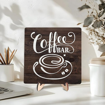 Vintage Coffee Bar Decor Sign,Rustic Wooden Plaque for Java Station, Kitchen,Cafe or Tea Corner,Funny Jave Gift for Coffee Lovers 5.9x5.9inch - Image 3