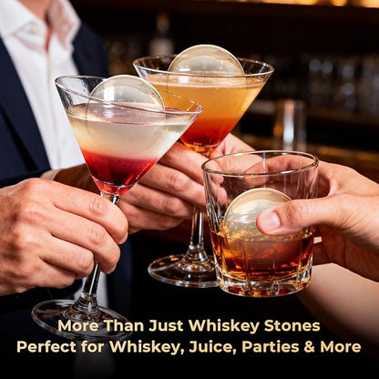 Mooues Clear Ice Cube Maker, 8 Large Whiskey Ice Cubes Mold, 2 Inch Silicone Ice Cube Tray, Easy-Release Sphere Ice Maker,Bourbon Gifts For Men Dad Boyfriend Boss Who Have Everything