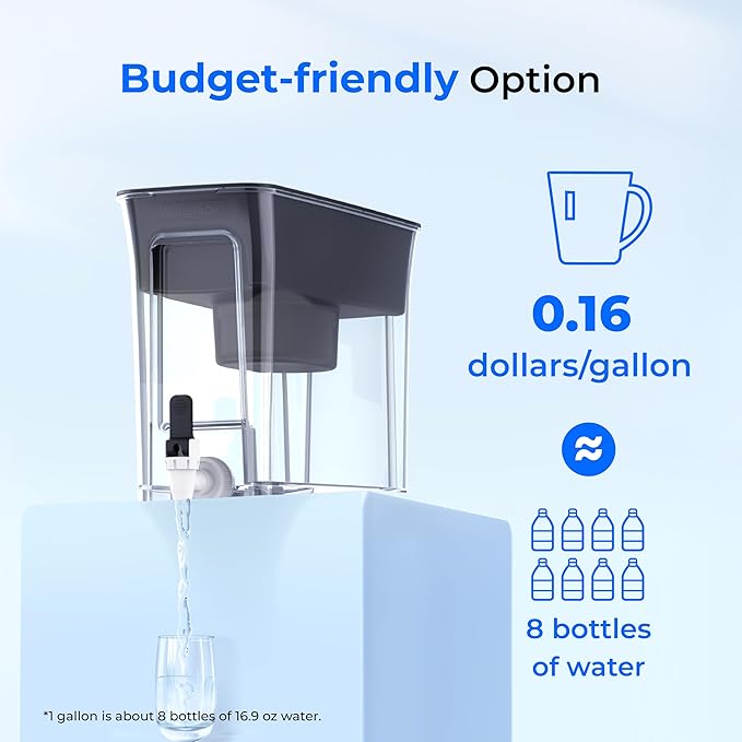 Waterdrop 35-Cup Slim Water Filter Dispenser, Large Capacity, 200-Gallon Long-Life, Faster Filtration, Reduces Chlorine, PFOA/PFOS and More, BPA Free, Black (with 1 Filter) - Image 8