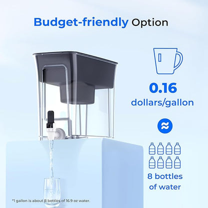 Waterdrop 35-Cup Slim Water Filter Dispenser, Large Capacity, 200-Gallon Long-Life, Faster Filtration, Reduces Chlorine, PFOA/PFOS and More, BPA Free, Black (with 1 Filter) - Image 8