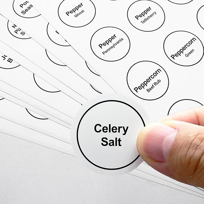 Spice Labels, 432Pcs Spice Labels Stickers 1.4in Waterproof Adhesive Round Preprinted Spice with Blank Label White Tear Resistant Sticker for Kitchen Jars Caps Food Containers Organizers (White) - Image 4