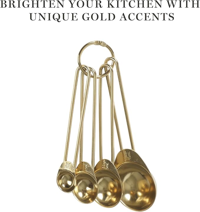 Martha Stewart Richburn 4-Piece Gold Stainless Steel Measuring Spoons Set – Durable and Stylish Kitchen Measuring Tools for Precise Baking and Cooking - Image 5
