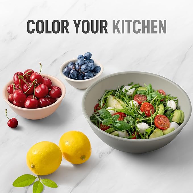 Zulay Kitchen 12 Piece Plastic Mixing Bowls with Lids Set - Colorful Mixing Bowl Set for Kitchen - Nesting Bowls with Lids Set - Microwave and Freezer Safe (Pink Ombre) - Image 6