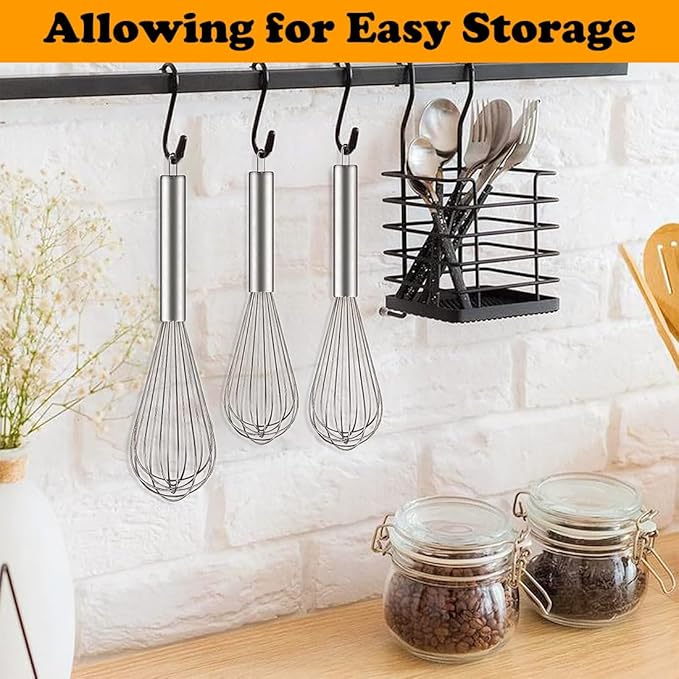 Polly Online Stainless Steel Whisk Set, 3 Packs Balloon Whisk for Cooking, Whisking, Blending (8",10",12") - Image 5