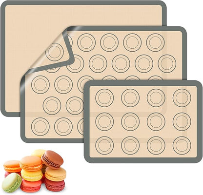 Macaron Silicone Baking Mats, 3 PCS Non Stick Macaroon Mat Silicone for Macarons, Cookie, Pastry, Gray by Koolstuffs