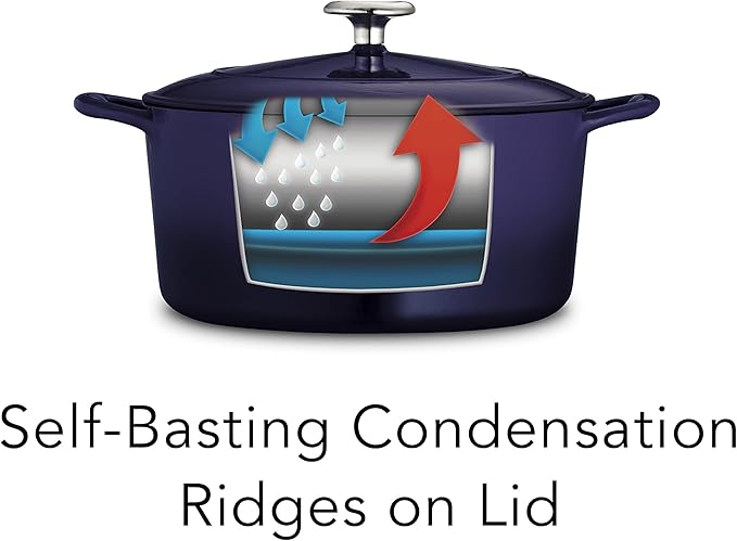 Tramontina Bestow Enameled Cast Iron Dutch Oven Pot with Lid, Round 5.5-quart, Blue - Image 8