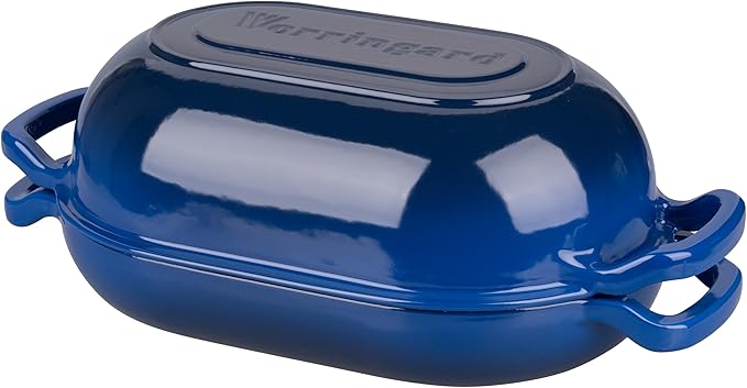 VORRINGARD Enameled Cast Iron Sourdough Bread Oven, Dutch Oven, Loaf Cast Iron Bread Pan for Homemade Bread Baking, Meatloaf Pan with Lid, 7QT, Blue - Image 8