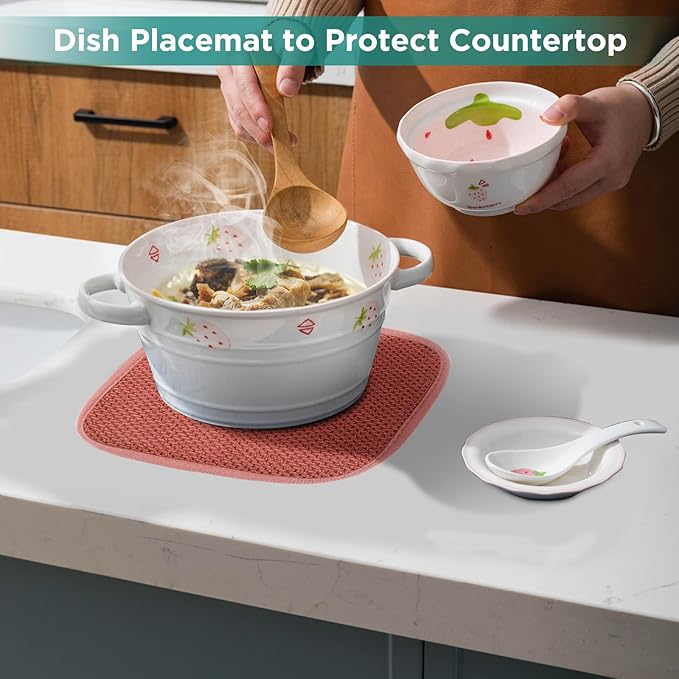 GeeRic Microfiber Dish Drying Mat, Super Absorbent Kitchen Dish Drying Pad, Reversible for Countertop, 7*7 inch Red - Image 6