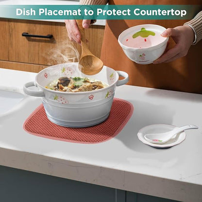 GeeRic Microfiber Dish Drying Mat, Super Absorbent Kitchen Dish Drying Pad, Reversible for Countertop, 7*7 inch Red - Image 6