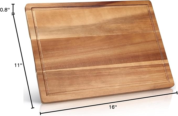Decorative Acacia Wood Cutting Boards for Kitchen Meat Large Charcuterie Boards Best Hardwood Solid Chopping Board Butcher Block Bread Serving Cheese Board Big Maple Carving Cutting Board Non Toxic - Image 8