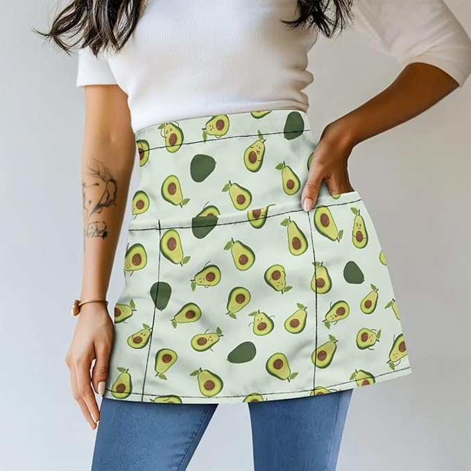 Server Apron with 3 Pockets, Waterproof Oil Waitress Waiter Half Apron for Restaurant Hotel Kitchen Cafe