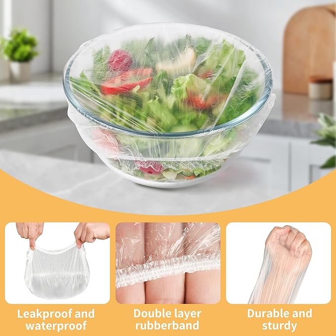 200 Bowl Covers Shower Caps for Sourdough Bread Proofing Large Elastic Reusable Plastic Wrap for Food Storage Baking Rising Meal-Prep Fermentation BPA-Free Keep Food Fresh - Image 6