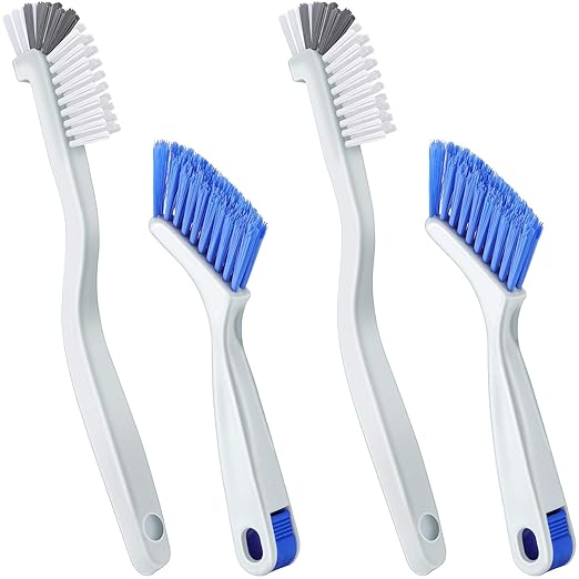 Patelai 4 Pieces Cleaning Brush Sets Small Scrub Brush Household Use for Cleaning Bottle Sink Kitchen Sink Corner Dish Edge Grout Bathroom Sliding Door Window Track(White, Blue) by Patelai