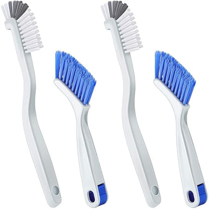 Patelai 4 Pieces Cleaning Brush Sets Small Scrub Brush Household Use for Cleaning Bottle Sink Kitchen Sink Corner Dish Edge Grout Bathroom Sliding Door Window Track(White, Blue) by Patelai