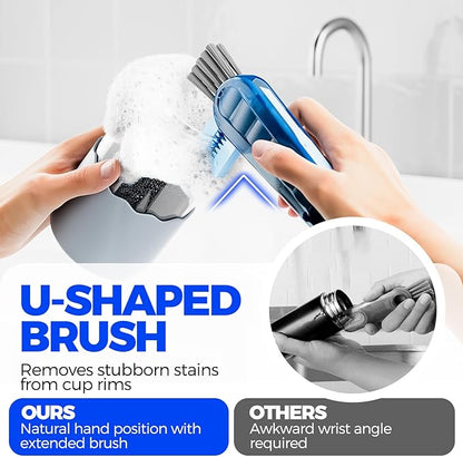 6 PACK Holikme 4 in 1 Cup Lid Cleaning Brush Set with 3 Straws, Multifunctional Bottle Brush, Silicone Cup Lid Gap Cleaner, Durable Bristle Crevice Cleaning Brush,Flat End Brushes,Navy & Black & Olive - Image 2