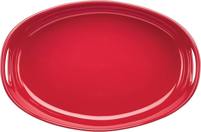 Rachael Ray Stoneware Bubble and Brown Oval Baker, 4.5-Quart, Red