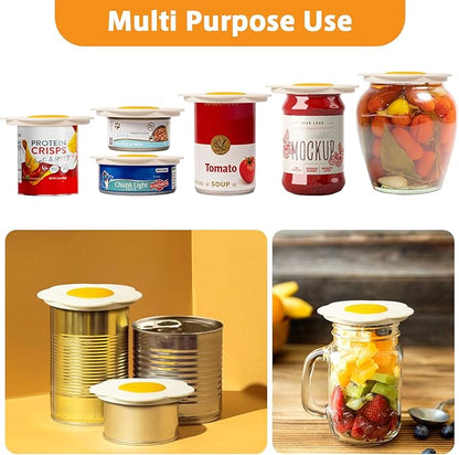 Pet Food Can Lids, Universal Size Can Covers for Dog and Cat Cans, Silicone Cat Food Top with Sunflower Shape One fit 3 Standard, Multifunctional Pet Can Opener Can Spoons (2 Pieces)