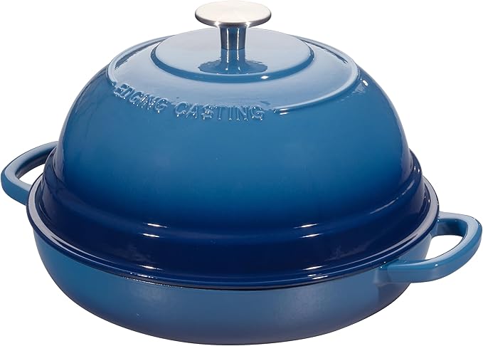 EDGING CASTING Enameled Cast Iron Dutch Oven Pot with Lid, Round Bread Oven for Homemade Sourdough Bread Baking, 6 Quart, Lake Blue - Image 2
