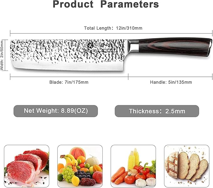 imarku Nakiri Knife, Razor Sharp 7 Inch Multipurpose Vegetable Japanese Chef Knife, High Carbon Stainless Steel Meat Cleaver, Gyutou Knife with Ergonomic Handle, Mothers Day Gift for Mom - Image 4