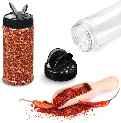 RoyalHouse 6 Pack 16 Oz Plastic Spice Jars with Black Cap, Clear and Safe Plastic Bottle Containers with Shaker Lids for Storing Spice, Herbs and Seasoning Powders, BPA Free, Made in USA - Image 2