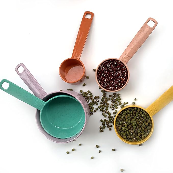 Plastic Measuring Cups and Spoons Set - 10 Pcs Colorful Kitchen Measuring Tool, Engraved Metric/US Markings Stackable Silicone Measure Cup for Liquid & Dry Measuring, Cooking & Baking, Random Color - Image 7