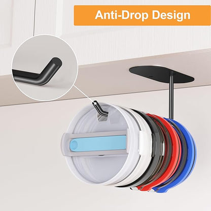 2 Pack Tumbler Lid Organizer, Space Saving Cup Lid Organizer for Yeti/Stanley/Simple Modern Tumbler Lids, Self-Adhesive or Drilling Tumbler Lid Hook for Kitchen Organizers and Storage - Image 4