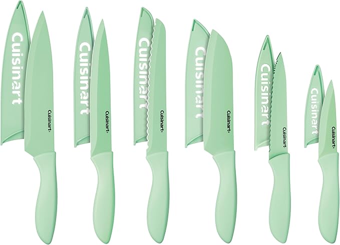 Cuisinart 12-Piece Kitchen Knife Set, Advantage Color Collection with Blade Guards, Pistachio by Cuisinart