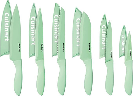 Cuisinart 12-Piece Kitchen Knife Set, Advantage Color Collection with Blade Guards, Pistachio by Cuisinart
