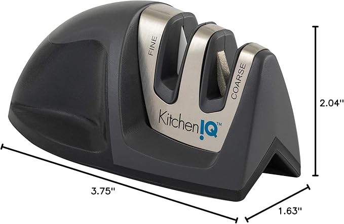 KitchenIQ 51423 | Deluxe Diamond Edge Grip 2-Stage Knife Sharpener | 3 Pack | Black | Coarse & Fine Sharpeners | Compact | Non-Slip Base | Soft Grip Rubber Handle | Straight & Serrated Knives - Image 7