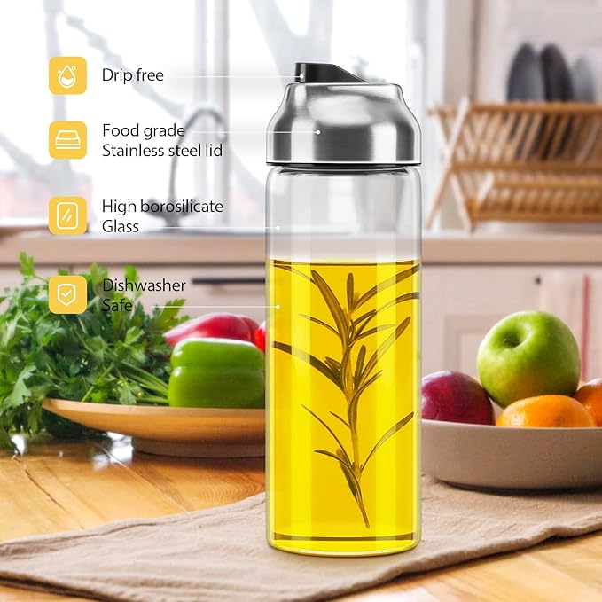 Aelga Olive Oil Dispenser Bottle - Glass Oil Dispenser - Dispenser Bottle for Kitchen with Stainless Steel Spout - Image 4