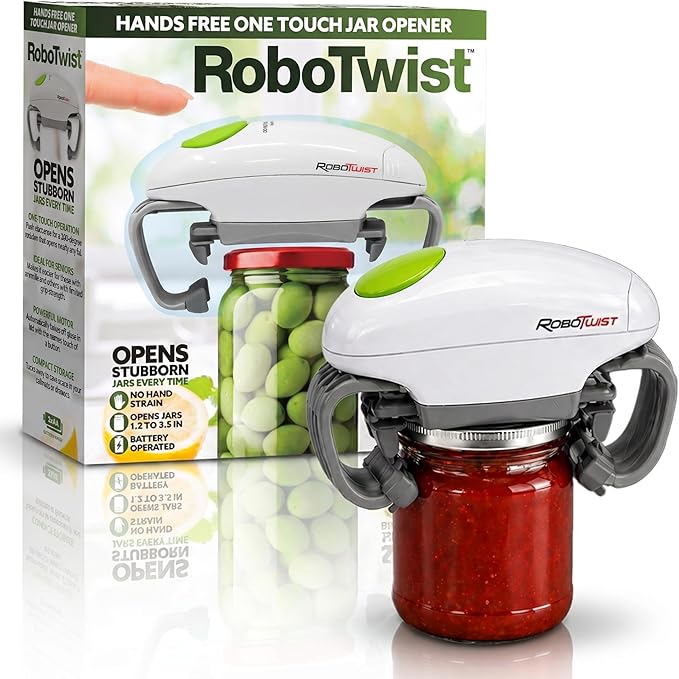 Robotwist Automatic Jar Opener, Deluxe Model with Improved Torque, Robo Twist Kitchen Gadgets for Home, Electric Handsfree Easy Jar Opener – Works on All Jar Sizes, As Seen on TV by EMSON